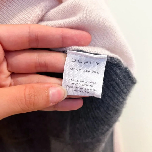 DUFFY 100% Cashmere Colorblock Light Pink Designer Tight Knit Slim Sweater M - Picture 8 of 10